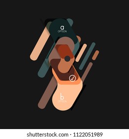 Flat design geometric infographics, arrow shape vector sticker or label, price tags, offer promotion badge, icon design, paper style layout for data graphic visualization step by step process, for