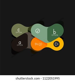 Geometrische Flachdesign-Infografiken, Pfeilform-Vektoraufkleber oder -etikett, Preismarken, Werbeplakat, Symboldesign, Papierstil-Layout für die schrittweise Visualisierung von Daten, für