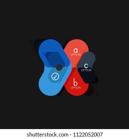 Infografía geométrica de diseño plano, etiqueta o pegatina vectorial de forma de flecha, etiquetas de precio, insignia de promoción, diseño de iconos, diseño de estilo de papel para visualización de gráficos de datos paso a paso, para