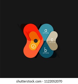 Infografía geométrica de diseño plano, etiqueta o pegatina vectorial de forma de flecha, etiquetas de precio, insignia de promoción, diseño de iconos, diseño de estilo de papel para visualización de gráficos de datos paso a paso, para