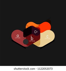 Infografía geométrica de diseño plano, etiqueta o pegatina vectorial de forma de flecha, etiquetas de precio, insignia de promoción, diseño de iconos, diseño de estilo de papel para visualización de gráficos de datos paso a paso, para