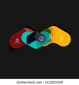 Infografía geométrica de diseño plano, etiqueta o pegatina vectorial de forma de flecha, etiquetas de precio, insignia de promoción, diseño de iconos, diseño de estilo de papel para visualización de gráficos de datos paso a paso, para