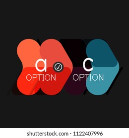 Flat design geometric infographics, arrow shape vector sticker or label, price tags, offer promotion badge, icon design, paper style layout for data graphic visualization step by step process, for