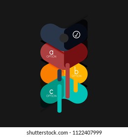 Flat design geometric infographics, arrow shape vector sticker or label, price tags, offer promotion badge, icon design, paper style layout for data graphic visualization step by step process, for
