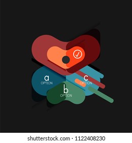 Flat design geometric infographics, arrow shape vector sticker or label, price tags, offer promotion badge, icon design, paper style layout for data graphic visualization step by step process, for