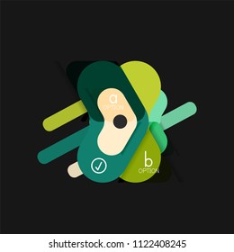 Infografía geométrica de diseño plano, etiqueta o pegatina vectorial de forma de flecha, etiquetas de precio, insignia de promoción, diseño de iconos, diseño de estilo de papel para visualización de gráficos de datos paso a paso, para