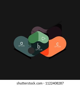 Infografía geométrica de diseño plano, etiqueta o pegatina vectorial de forma de flecha, etiquetas de precio, insignia de promoción, diseño de iconos, diseño de estilo de papel para visualización de gráficos de datos paso a paso, para
