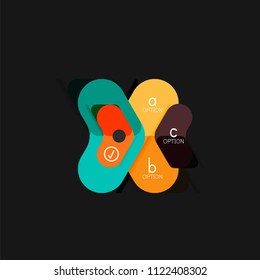 Infografía geométrica de diseño plano, etiqueta o pegatina vectorial de forma de flecha, etiquetas de precio, insignia de promoción, diseño de iconos, diseño de estilo de papel para visualización de gráficos de datos paso a paso, para