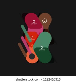 Flat design geometric infographics, arrow shape vector sticker or label, price tags, offer promotion badge, icon design, paper style layout for data graphic visualization step by step process, for