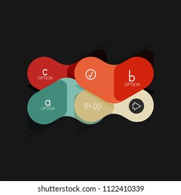 Flat design geometric infographics, arrow shape vector sticker or label, price tags, offer promotion badge, icon design, paper style layout for data graphic visualization step by step process, for