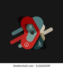 Infografía geométrica de diseño plano, etiqueta o pegatina vectorial de forma de flecha, etiquetas de precio, insignia de promoción, diseño de iconos, diseño de estilo de papel para visualización de gráficos de datos paso a paso, para