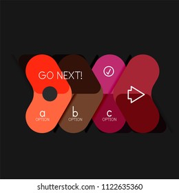 Flat design geometric infographics, arrow shape vector sticker or label, price tags, offer promotion badge, icon design, paper style layout for data graphic visualization step by step process, for