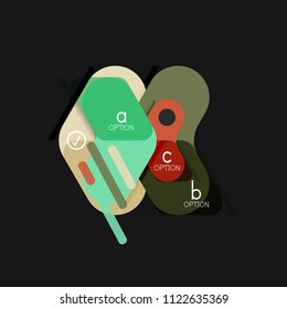 Infografía geométrica de diseño plano, etiqueta o pegatina vectorial de forma de flecha, etiquetas de precio, insignia de promoción, diseño de iconos, diseño de estilo de papel para visualización de gráficos de datos paso a paso, para