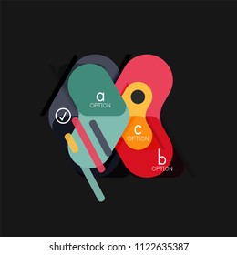 Infografía geométrica de diseño plano, etiqueta o pegatina vectorial de forma de flecha, etiquetas de precio, insignia de promoción, diseño de iconos, diseño de estilo de papel para visualización de gráficos de datos paso a paso, para