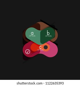 Flat design geometric infographics, arrow shape vector sticker or label, price tags, offer promotion badge, icon design, paper style layout for data graphic visualization step by step process, for