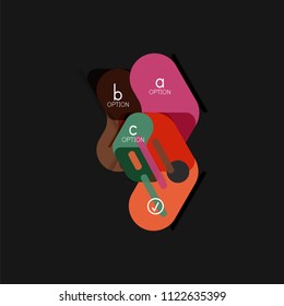 Flat design geometric infographics, arrow shape vector sticker or label, price tags, offer promotion badge, icon design, paper style layout for data graphic visualization step by step process, for