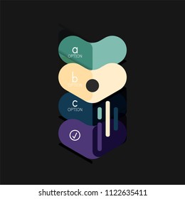Flat design geometric infographics, arrow shape vector sticker or label, price tags, offer promotion badge, icon design, paper style layout for data graphic visualization step by step process, for