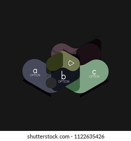 Geometrische Flachdesign-Infografiken, Pfeilform-Vektoraufkleber oder -etikett, Preismarken, Werbeplakat, Symboldesign, Papierstil-Layout für die schrittweise Visualisierung von Daten, für