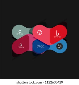 Geometrische Flachdesign-Infografiken, Pfeilform-Vektoraufkleber oder -etikett, Preismarken, Werbeplakat, Symboldesign, Papierstil-Layout für die schrittweise Visualisierung von Daten, für