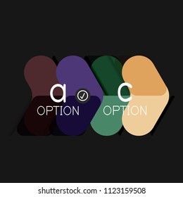 Flat design geometric infographics, arrow shape vector sticker or label, price tags, offer promotion badge, icon design, paper style layout for data graphic visualization step by step process, for