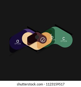 Flat design geometric infographics, arrow shape vector sticker or label, price tags, offer promotion badge, icon design, paper style layout for data graphic visualization step by step process