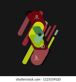 Flat design geometric infographics, arrow shape vector sticker or label, price tags, offer promotion badge, icon design, paper style layout for data graphic visualization step by step process, for