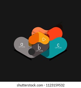 Infografía geométrica de diseño plano, etiqueta o pegatina vectorial de forma de flecha, etiquetas de precio, insignia de promoción, diseño de iconos, diseño de estilo de papel para visualización de gráficos de datos paso a paso