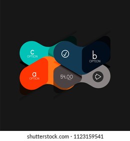 Infografía geométrica de diseño plano, etiqueta o pegatina vectorial de forma de flecha, etiquetas de precio, insignia de promoción, diseño de iconos, diseño de estilo de papel para visualización de gráficos de datos paso a paso, para