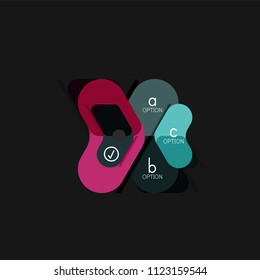 Flat design geometric infographics, arrow shape vector sticker or label, price tags, offer promotion badge, icon design, paper style layout for data graphic visualization step by step process, for