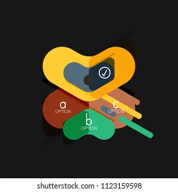 Geometrische Flachdesign-Infografiken, Pfeilform-Vektoraufkleber oder -etikett, Preismarken, Werbeplakat, Symboldesign, Papierstil-Layout für die schrittweise Visualisierung von Daten