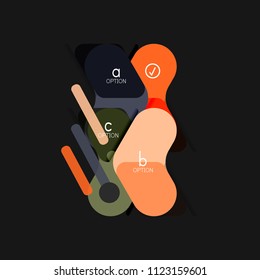Flat design geometric infographics, arrow shape vector sticker or label, price tags, offer promotion badge, icon design, paper style layout for data graphic visualization step by step process, for