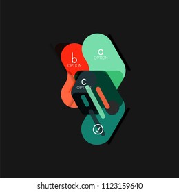 Flat design geometric infographics, arrow shape vector sticker or label, price tags, offer promotion badge, icon design, paper style layout for data graphic visualization step by step process