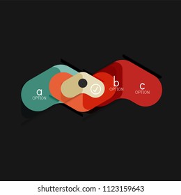 Flat design geometric infographics, arrow shape vector sticker or label, price tags, offer promotion badge, icon design, paper style layout for data graphic visualization step by step process, for