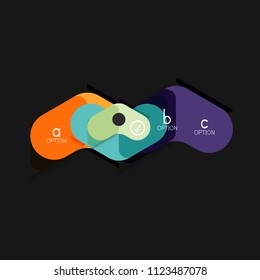 Flat design geometric infographics, arrow shape vector sticker or label, price tags, offer promotion badge, icon design, paper style layout for data graphic visualization step by step process, for