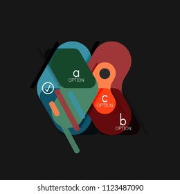 Flat design geometric infographics, arrow shape vector sticker or label, price tags, offer promotion badge, icon design, paper style layout for data graphic visualization step by step process, for