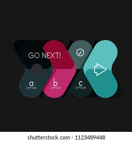 Infografía geométrica de diseño plano, etiqueta o pegatina vectorial de forma de flecha, etiquetas de precio, insignia de promoción, diseño de iconos, diseño de estilo de papel para visualización de gráficos de datos paso a paso, para