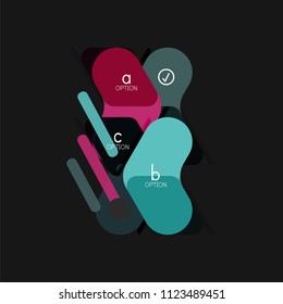 Infografía geométrica de diseño plano, etiqueta o pegatina vectorial de forma de flecha, etiquetas de precio, insignia de promoción, diseño de iconos, diseño de estilo de papel para visualización de gráficos de datos paso a paso, para
