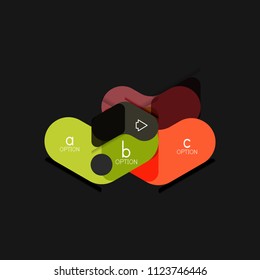 Flat design geometric infographics, arrow shape vector sticker or label, price tags, offer promotion badge, icon design, paper style layout for data graphic visualization step by step process, for