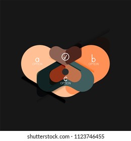Geometrische Flachdesign-Infografiken, Pfeilform-Vektoraufkleber oder -etikett, Preismarken, Werbeplakat, Symboldesign, Papierstil-Layout für die schrittweise Visualisierung von Daten, für