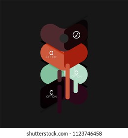 Infografía geométrica de diseño plano, etiqueta o pegatina vectorial de forma de flecha, etiquetas de precio, insignia de promoción, diseño de iconos, diseño de estilo de papel para visualización de gráficos de datos paso a paso, para