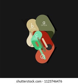 Flat design geometric infographics, arrow shape vector sticker or label, price tags, offer promotion badge, icon design, paper style layout for data graphic visualization step by step process, for
