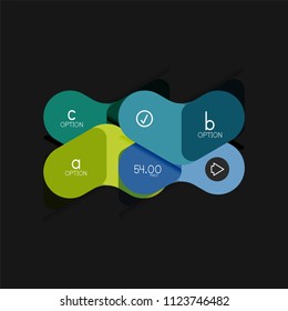 Flat design geometric infographics, arrow shape vector sticker or label, price tags, offer promotion badge, icon design, paper style layout for data graphic visualization step by step process, for
