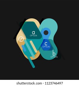 Flat design geometric infographics, arrow shape vector sticker or label, price tags, offer promotion badge, icon design, paper style layout for data graphic visualization step by step process, for