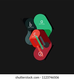 Flat design geometric infographics, arrow shape vector sticker or label, price tags, offer promotion badge, icon design, paper style layout for data graphic visualization step by step process, for