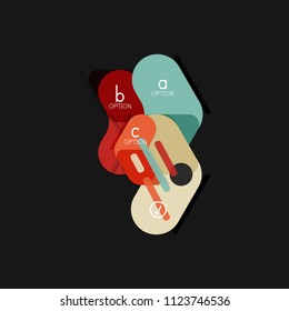 Flat design geometric infographics, arrow shape vector sticker or label, price tags, offer promotion badge, icon design, paper style layout for data graphic visualization step by step process, for