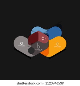 Infografía geométrica de diseño plano, etiqueta o pegatina vectorial de forma de flecha, etiquetas de precio, insignia de promoción, diseño de iconos, diseño de estilo de papel para visualización de gráficos de datos paso a paso, para