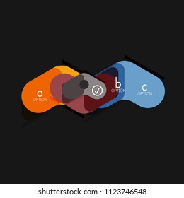 Flat design geometric infographics, arrow shape vector sticker or label, price tags, offer promotion badge, icon design, paper style layout for data graphic visualization step by step process, for