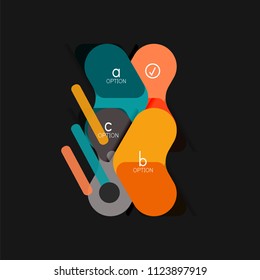Flat design geometric infographics, arrow shape vector sticker or label, price tags, offer promotion badge, icon design, paper style layout for data graphic visualization step by step process, for