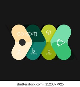 Flat design geometric infographics, arrow shape vector sticker or label, price tags, offer promotion badge, icon design, paper style layout for data graphic visualization step by step process, for