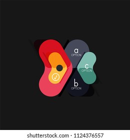 Flat design geometric infographics, arrow shape vector sticker or label, price tags, offer promotion badge, icon design, paper style layout for data graphic visualization step by step process, for